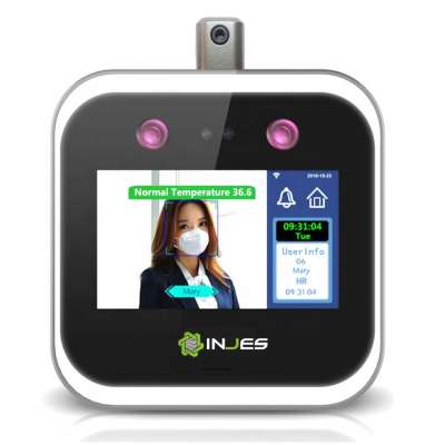 INJES Dynamic Facial Recognition Fever Alarm Body Temperature Measurement Live Face Time Attendance Access Control Machine